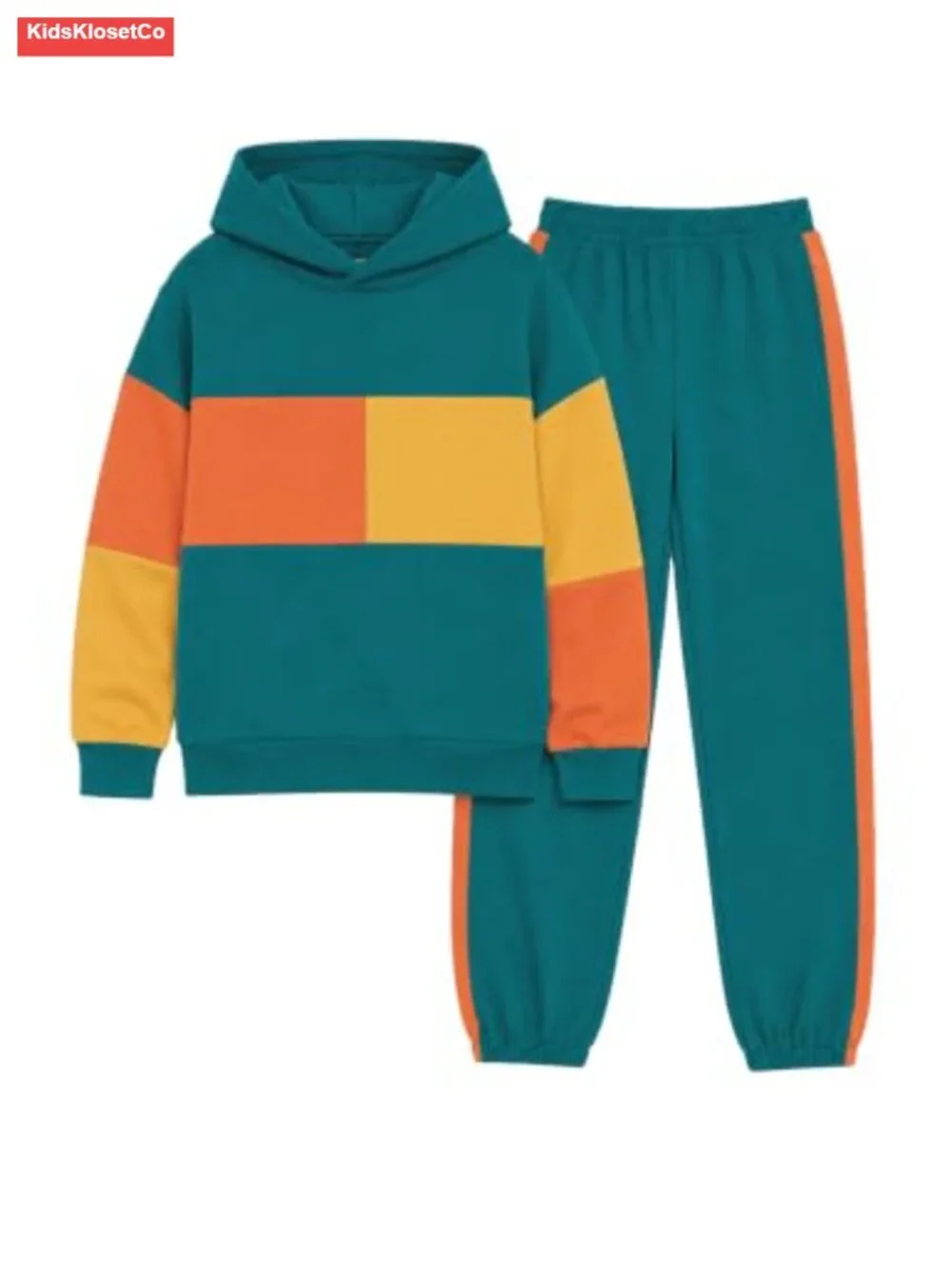 Boys Long Sleeve Colorblock Sweatshirt & Jogger 2-Piece Activewear Set